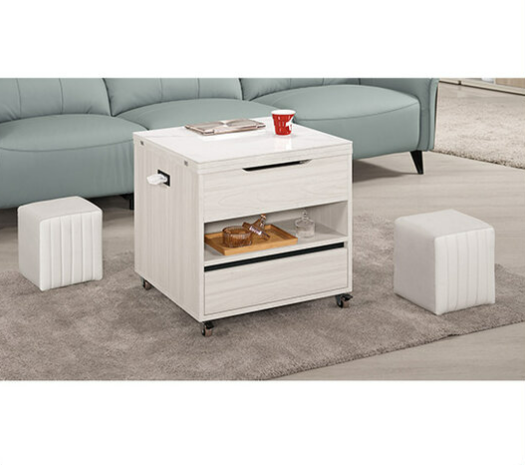 A1426-2 丹尼斯2尺岩板多功能大茶几 ⊙附輔助椅2張、 ⊙油壓升降五金