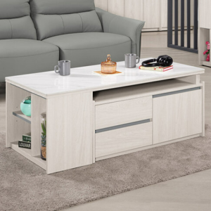 A1429-1 希斯洛4尺岩板伸縮大茶几 ⊙桌面12mm岩板、 ⊙附活動隔板1片、 ⊙雙邊造型.雙邊使用