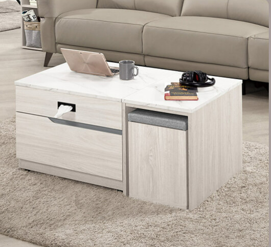 A1429-2 羅恩3.3尺仿石面多功能大茶几⊙附輔助椅2張、 ⊙雙邊造型.雙邊使用