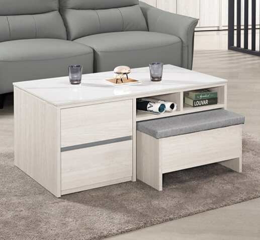 A1430-1 希斯洛3.3尺岩板大茶几 ⊙桌面12mm岩板、 ⊙附輔助椅1張、 ⊙單面抽屜、單面門使用