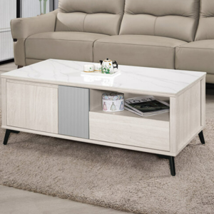 A1432-2 喬倫斯4尺岩板大茶几 ⊙桌面12mm岩板、 ⊙雙邊抽屜.雙邊開門