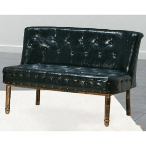 H428-4 06雙人沙發 黑油蠟皮