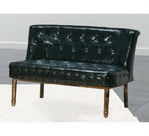 H428-4 06雙人沙發 黑油蠟皮