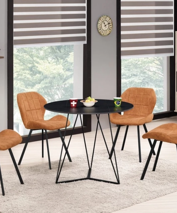 A1830-1 史蒂文3尺岩板休閒圓桌 桌面12mm岩板