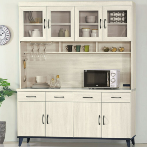 E370-5 鋼刷白5.3尺碗碟櫃 全組 仿石紋、 隔板2片