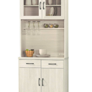 E370-6 鋼刷白2.7尺碗碟櫃 仿石紋隔板x1