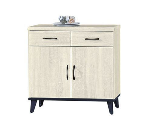 E370-2 鋼刷白2.7尺碗碟櫃 下座 仿石紋⊙隔板1片