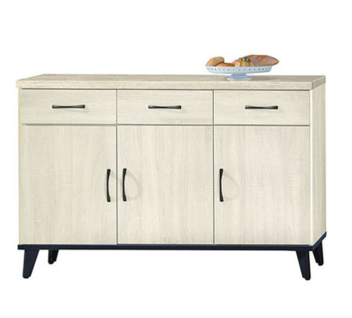 E370-3 鋼刷白4尺碗碟櫃 下座 仿石紋⊙隔板1大片1小片