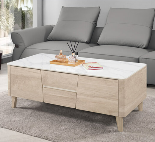 A1441-2 丹尼爾4尺岩板大茶几 ⊙桌面12mm岩板、 ⊙雙邊造型.抽屜單邊使用.門雙邊使用