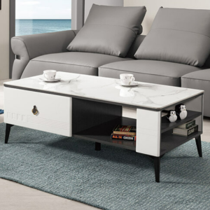 A1457-1 波妮特4尺岩板大茶几 ⊙桌面9mm岩板、 ⊙雙邊造型.雙邊使用