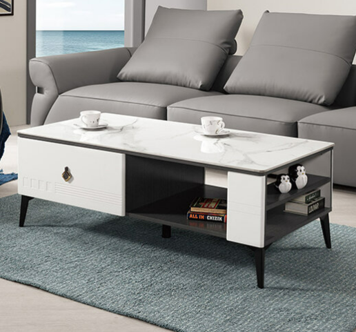 A1457-1 波妮特4尺岩板大茶几 ⊙桌面9mm岩板、 ⊙雙邊造型.雙邊使用