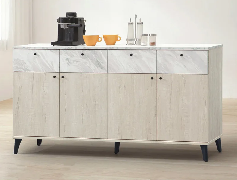 E378-3 白橡色5尺餐櫃 下座