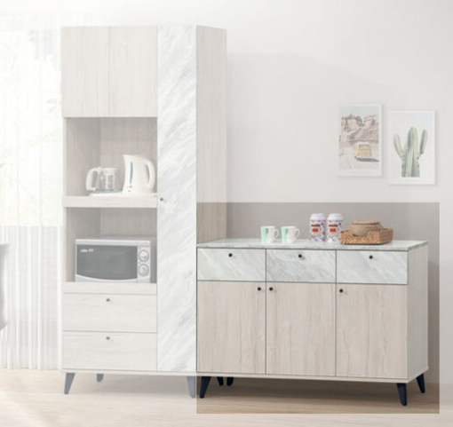 E378-6 白橡色4尺餐櫃下座