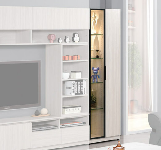 A1471-3 丹尼斯2尺鋁門展示櫃 左玻璃⊙附活動隔板4片