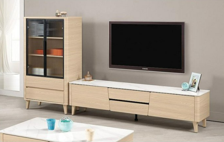 A1480-4 艾維斯8.4尺岩板L櫃 木腳 附活動隔板2片 桌面：12mm岩板