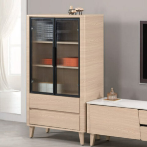 A1480-5 艾維斯2.5尺鋁門展示櫃 木腳 ⊙附活動隔板2片