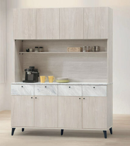 E378-4 白橡色5尺餐櫃 全組 木心板