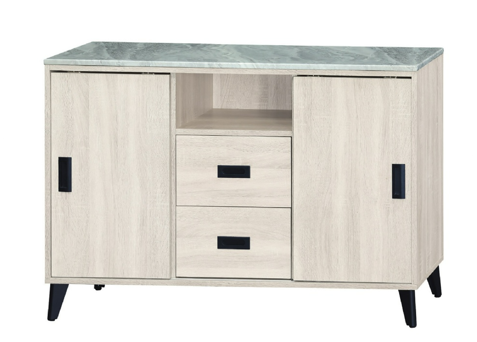 E380-3 艾斯白橡木4尺推門餐櫃 含石面