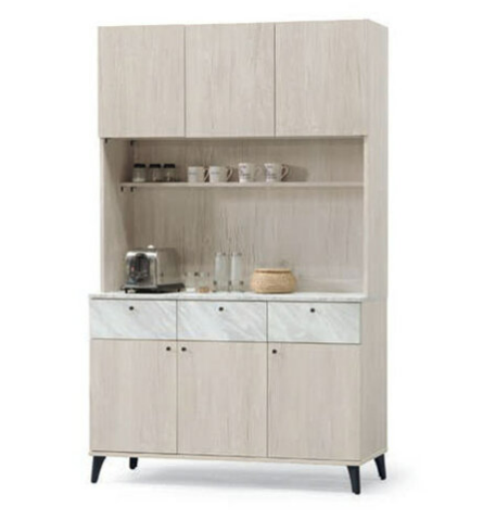 E378-7 白橡色4尺餐櫃 全組木心板