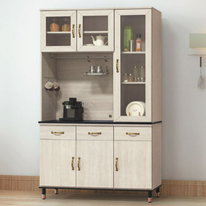 E377-5 鋼刷白4尺餐櫃岩板 全組