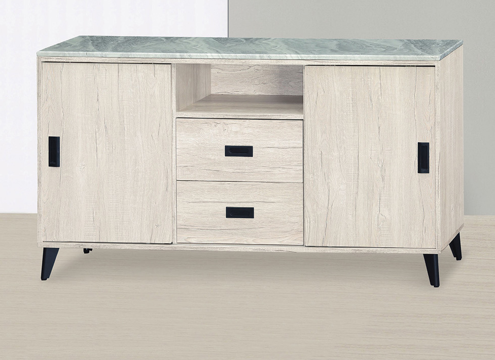 E380-4 艾斯白橡木5尺推門餐櫃 含石面