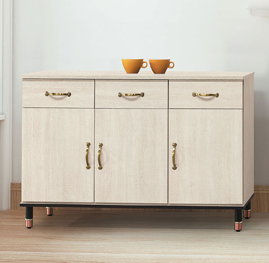 E377-8 鋼刷白4尺木面餐櫃 下座