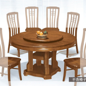 E383-2 法蘭克福4.86尺柚木實木圓桌 含轉皿