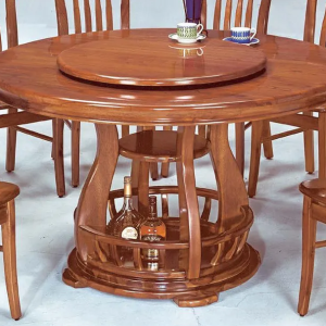 E384-3 柚木4.38尺實木餐桌 含轉皿