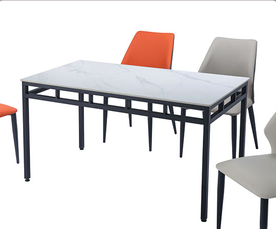 E392-3 T80岩板餐桌 烤黑砂