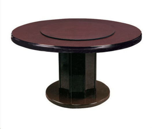 E399-7 胡桃色餐桌4尺 圓皿腳 ⊙含2.5尺轉皿.1尺鋁圈