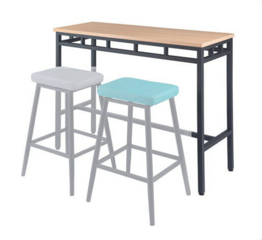 E396-4 橡木色大高腳桌 烤黑砂