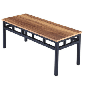 E417-6 胡桃色雙人長板椅 烤黑砂 ⊙台灣製造