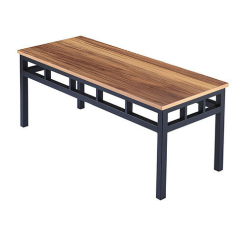 E417-6 胡桃色雙人長板椅 烤黑砂 ⊙台灣製造