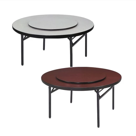 E400-2 4.5尺圓桌(折合腳)(白碎石/胡桃)(2.5尺轉皿.1尺鋁圈)＊木心板貼美耐板＊可收合