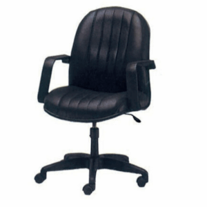 E424-1 辦公椅HF-41 黑皮.有手.直線.氣壓