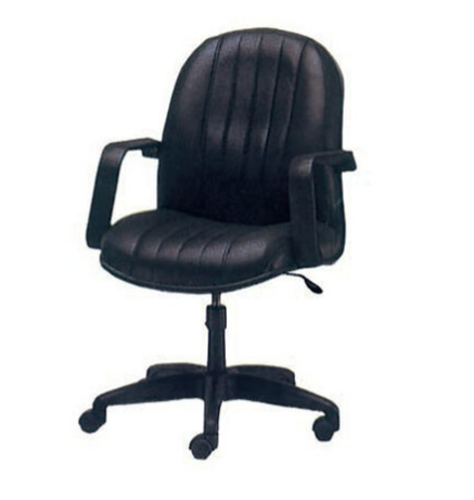 E424-1 辦公椅HF-41 黑皮.有手.直線.氣壓