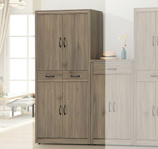 E443-2 灰橡色3*6尺鞋櫃 透氣孔*2 隔板上下各三片 附鞋叉*2