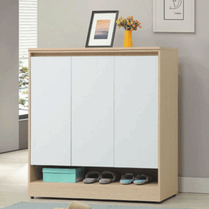 E440-4 原木雙色4尺鞋櫃 ⊙活動隔板大小各4片