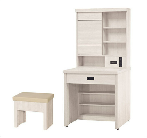 F166-4 原切白鏡台含椅