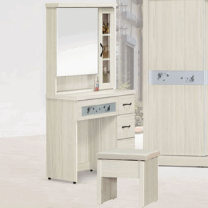 F174-1 招財雪松3尺鏡台 含椅