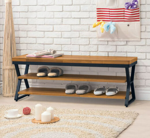 E446-10 工業風木心板4尺座鞋架