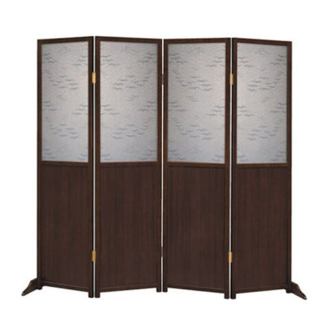 E458-5胡桃白色海鷗屏風 實木框壓克力木紋板