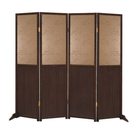 E458-6 胡桃咖啡色海鷗屏風 實木框壓克力木紋板、