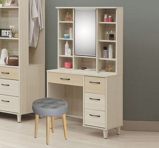 F185-7 D05#白榆木2.7尺化妝台 含椅