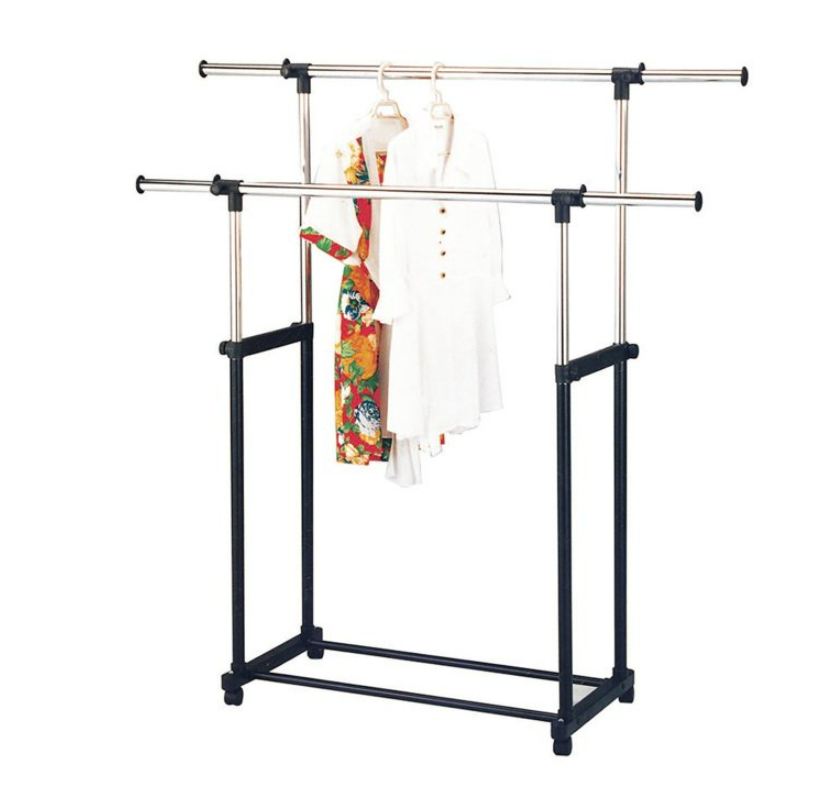 E455-7 6尺雙桿衣架 ＊塑膠輪(DIY) 