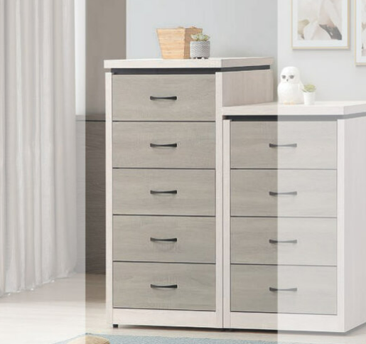 F228-1 白梧桐+淺灰小五斗櫃