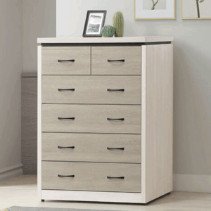 F231-2 白梧桐+淺灰五斗櫃