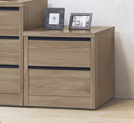 F237-6 鋁條灰橡二斗櫃