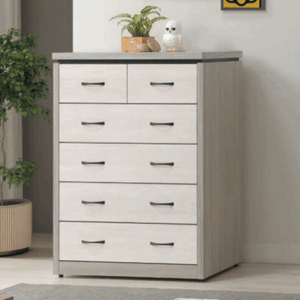 F231-6 淺灰+白梧桐五斗櫃