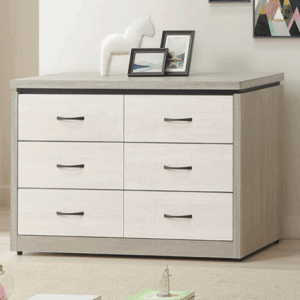 F230-6 淺灰+白梧桐六斗櫃